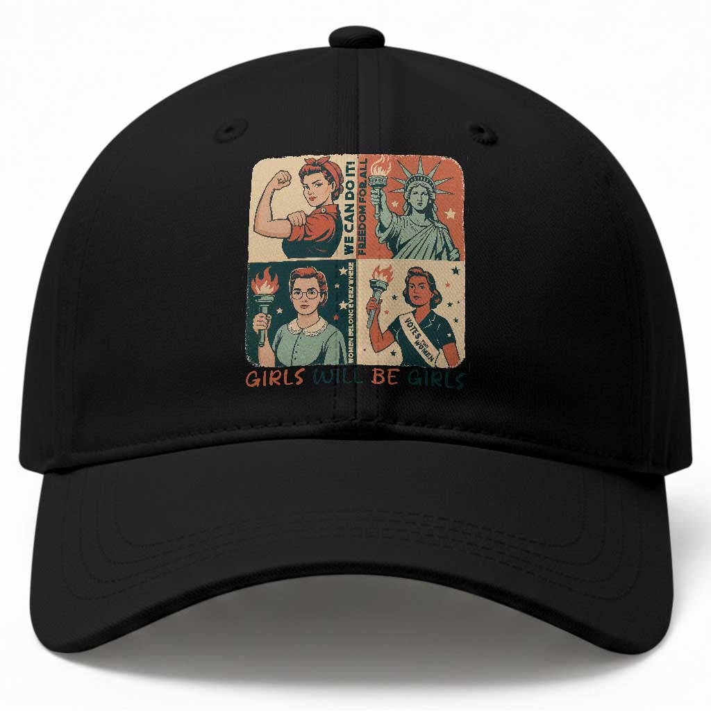 Girls Will Be Girls Baseball Cap Patriotic Feminist USA Women