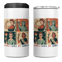 Girls Will Be Girls 4 in 1 Can Cooler Tumbler Patriotic Feminist USA Women
