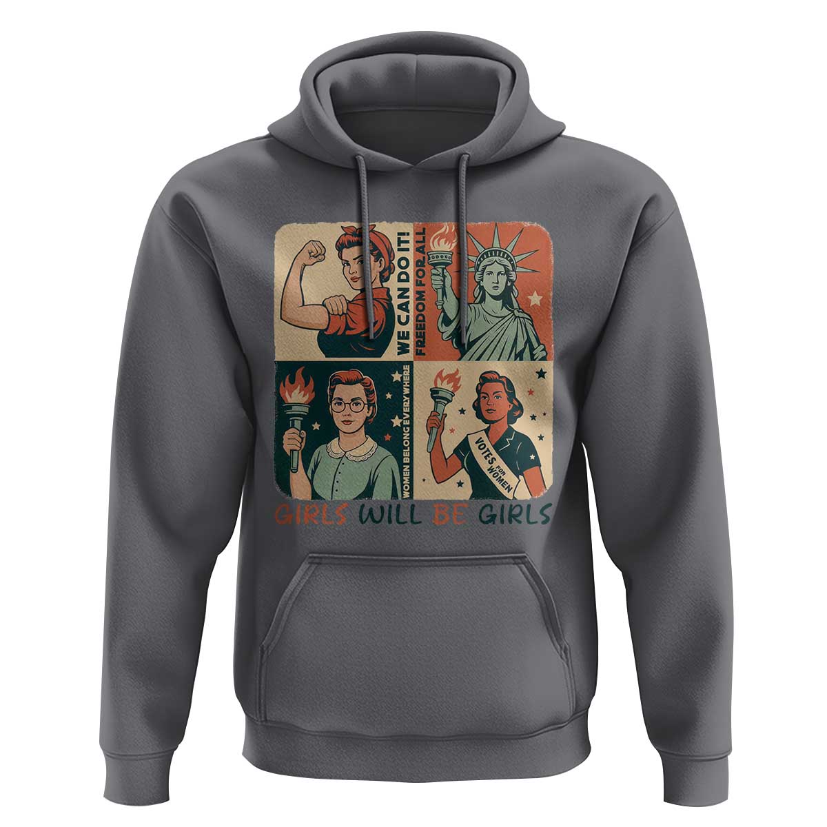Girls Will Be Girls Hoodie Patriotic Feminist USA Women - Wonder Print Shop