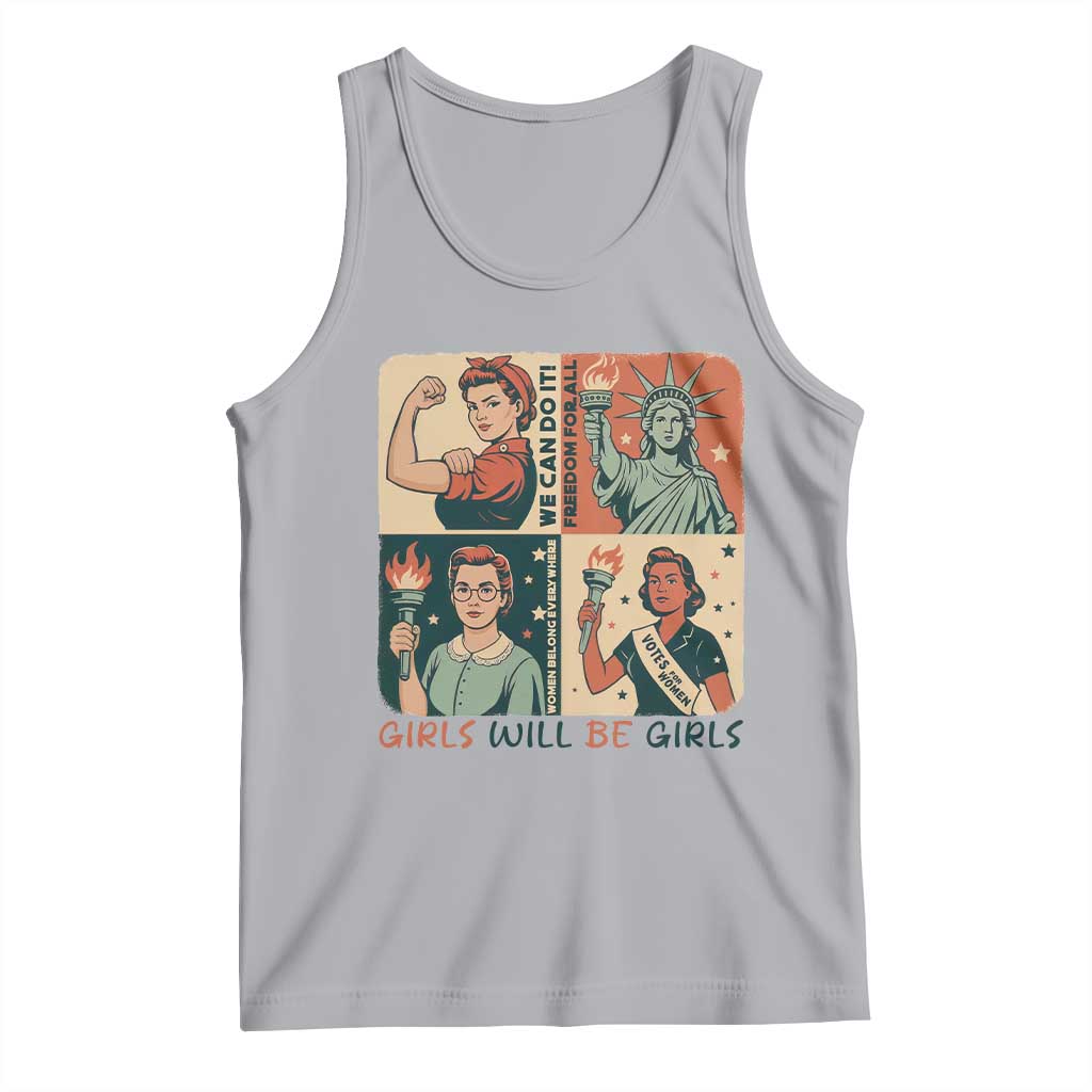 Girls Will Be Girls Tank Top Patriotic Feminist USA Women - Wonder Print Shop
