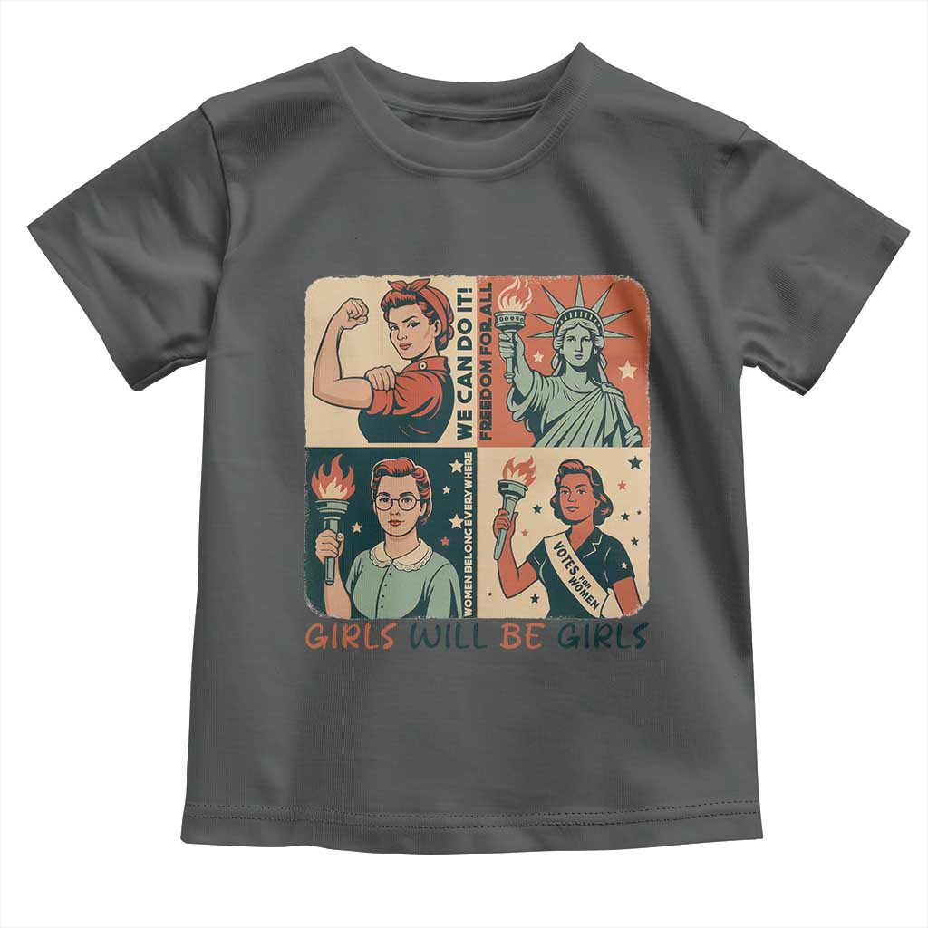 Girls Will Be Girls Toddler T Shirt Patriotic Feminist USA Women - Wonder Print Shop