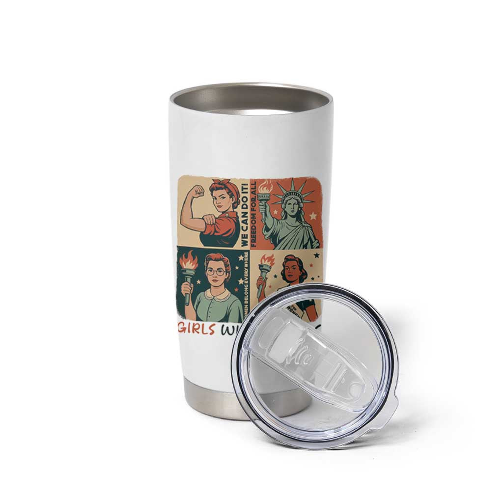 Girls Will Be Girls Tumbler Cup Patriotic Feminist USA Women
