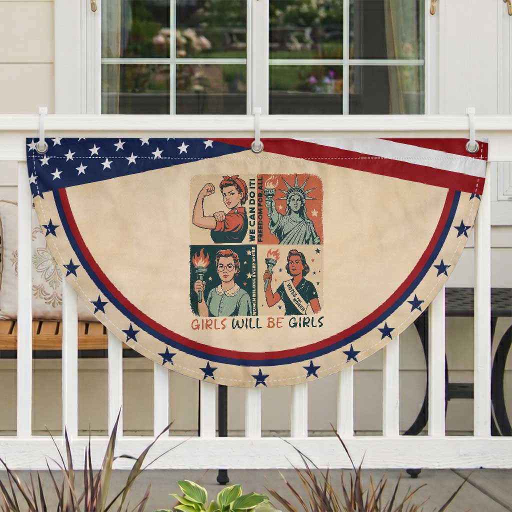 Girls Will Be Girls Patriotic Fan Flag Feminist USA Women