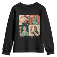 Girls Will Be Girls Youth Sweatshirt Patriotic Feminist USA Women - Wonder Print Shop