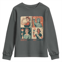 Girls Will Be Girls Youth Sweatshirt Patriotic Feminist USA Women - Wonder Print Shop