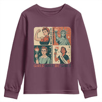 Girls Will Be Girls Youth Sweatshirt Patriotic Feminist USA Women - Wonder Print Shop