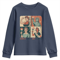 Girls Will Be Girls Youth Sweatshirt Patriotic Feminist USA Women - Wonder Print Shop