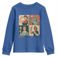 Girls Will Be Girls Youth Sweatshirt Patriotic Feminist USA Women - Wonder Print Shop