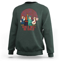 Girls Will Be Girls Sweatshirt Funny Patriotic Feathered Feminists Ducks - Wonder Print Shop
