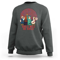 Girls Will Be Girls Sweatshirt Funny Patriotic Feathered Feminists Ducks - Wonder Print Shop