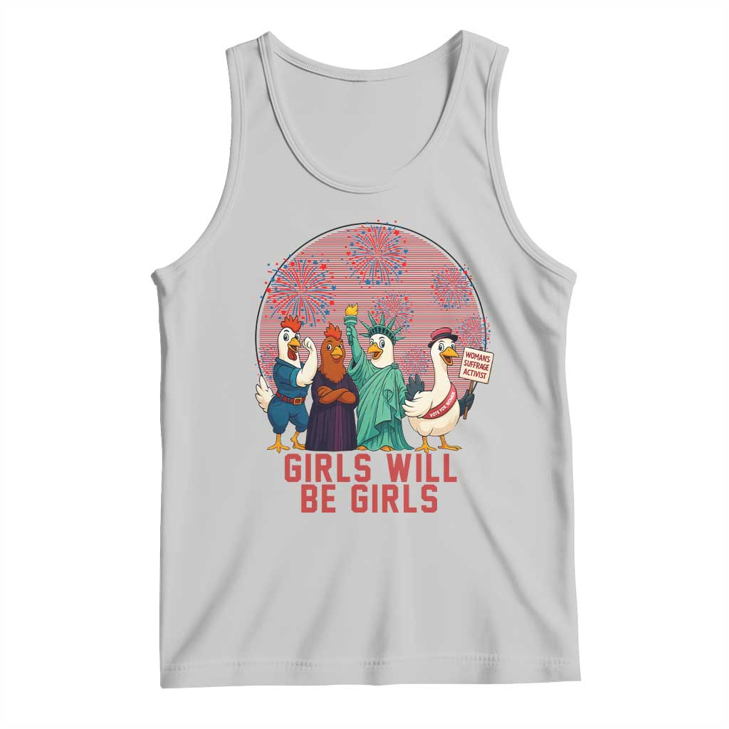 Girls Will Be Girls Tank Top Funny Patriotic Feathered Feminists Ducks - Wonder Print Shop