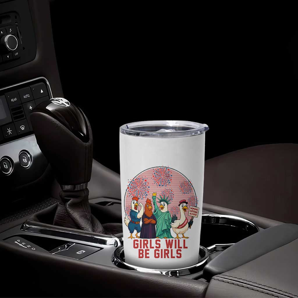 Girls Will Be Girls Tumbler Cup Funny Patriotic Feathered Feminists Ducks