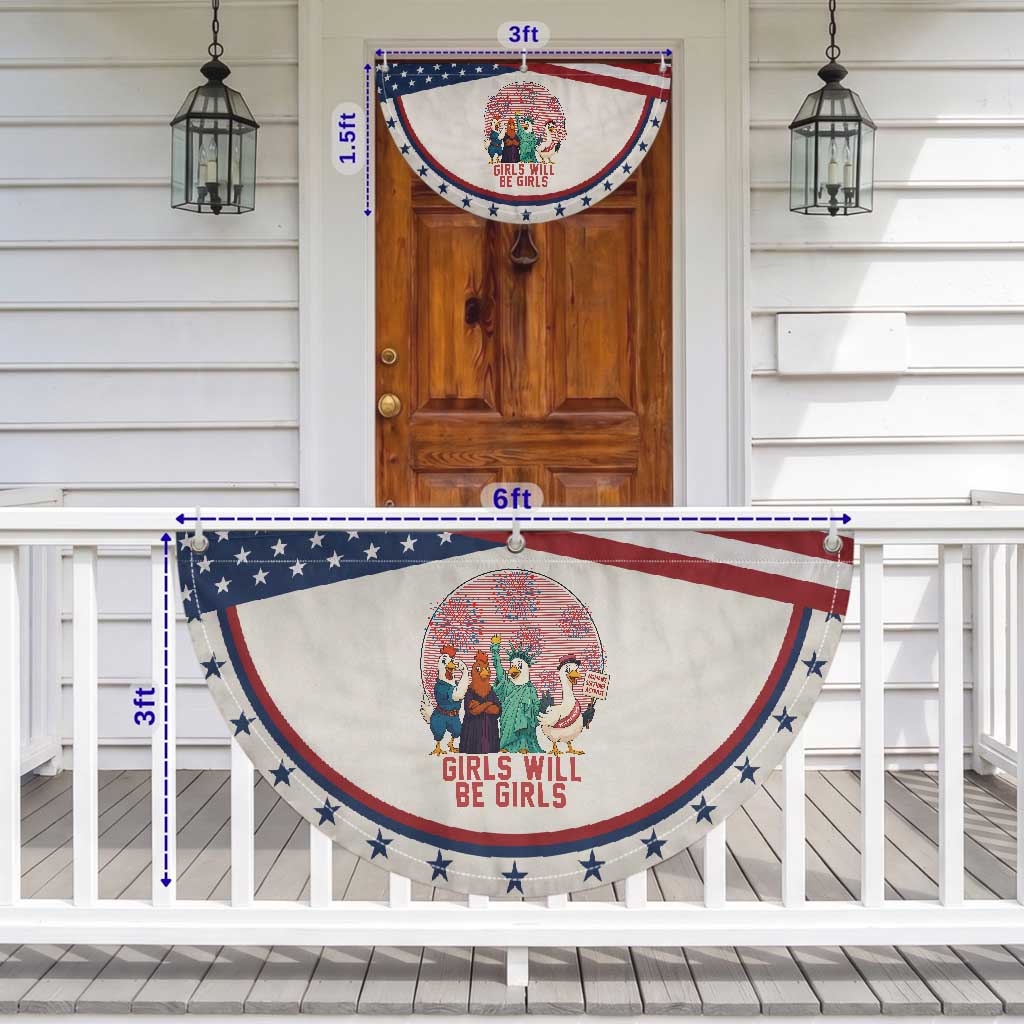 Girls Will Be Girls Patriotic Fan Flag Funny Feathered Feminists Ducks