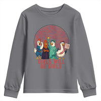 Girls Will Be Girls Youth Sweatshirt Funny Patriotic Feathered Feminists Ducks - Wonder Print Shop