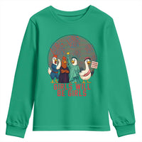 Girls Will Be Girls Youth Sweatshirt Funny Patriotic Feathered Feminists Ducks - Wonder Print Shop