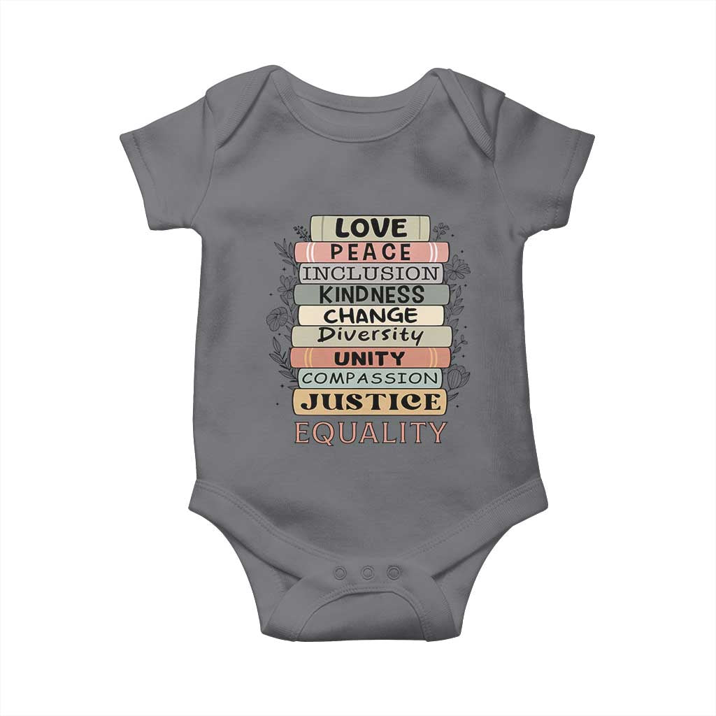 Human Rights Bookish Baby Onesie Kindness Peace Equality Flower For Women - Wonder Print Shop