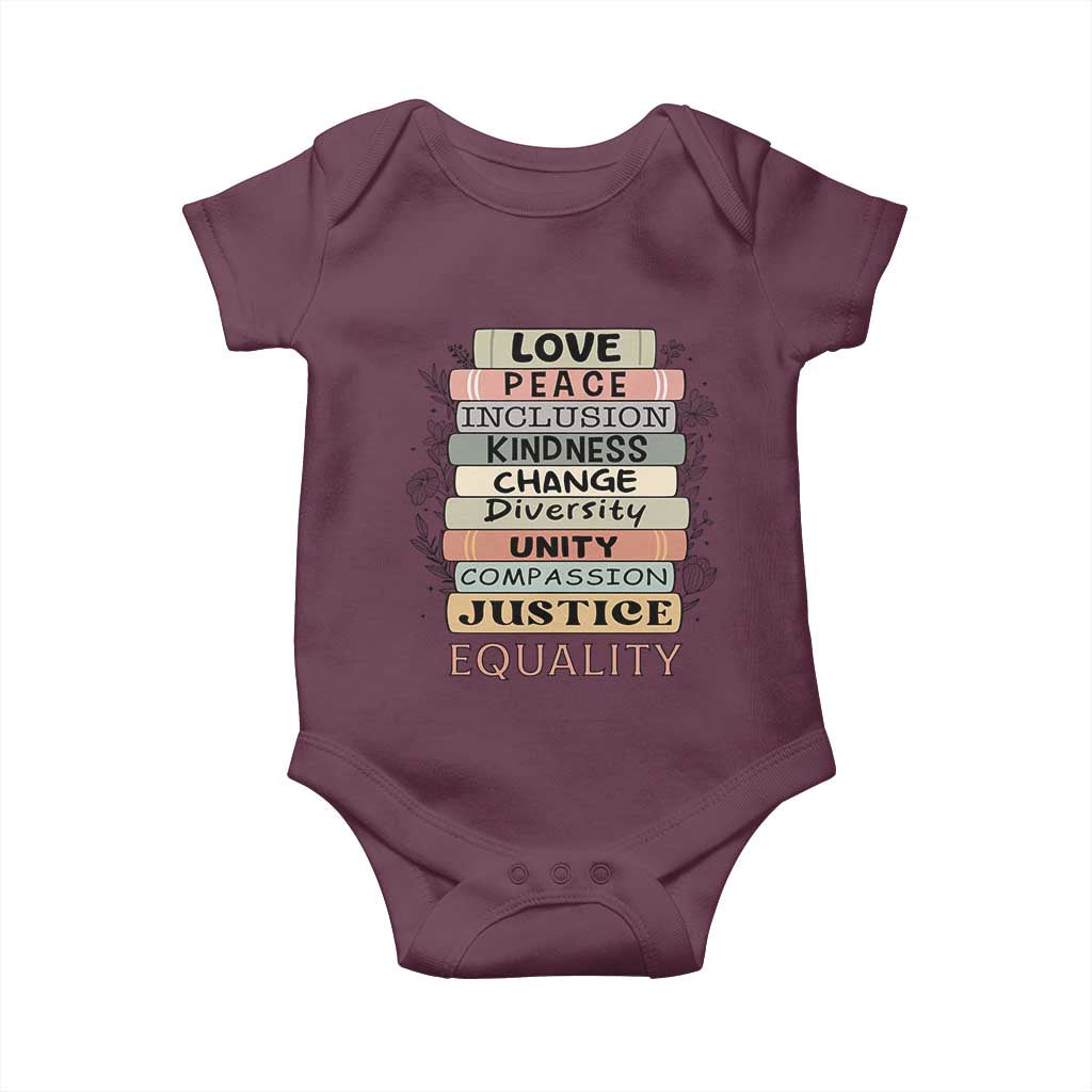 Human Rights Bookish Baby Onesie Kindness Peace Equality Flower For Women - Wonder Print Shop