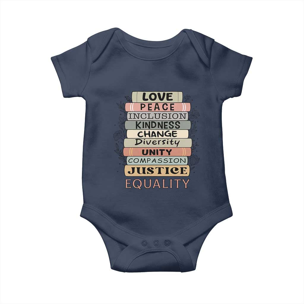 Human Rights Bookish Baby Onesie Kindness Peace Equality Flower For Women - Wonder Print Shop
