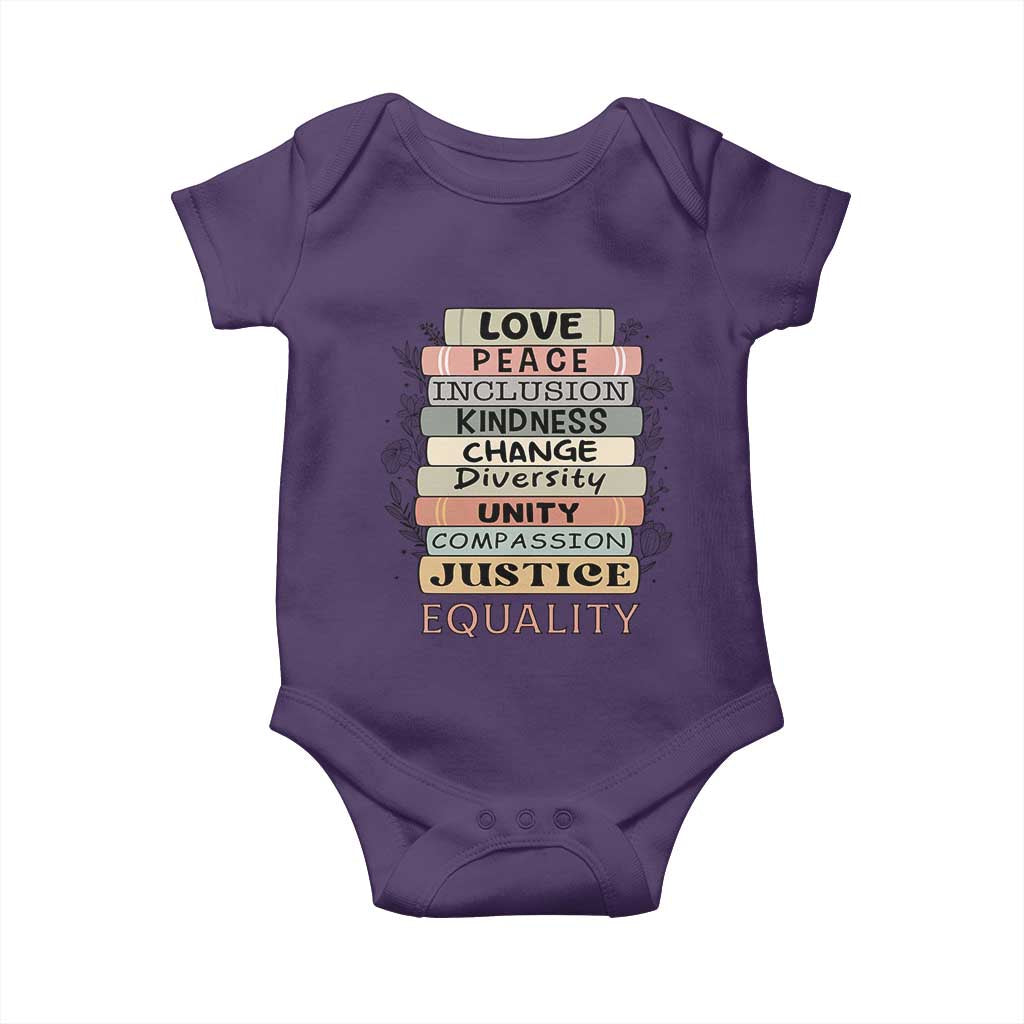 Human Rights Bookish Baby Onesie Kindness Peace Equality Flower For Women - Wonder Print Shop