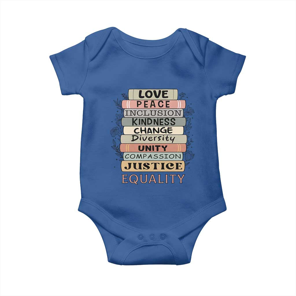 Human Rights Bookish Baby Onesie Kindness Peace Equality Flower For Women - Wonder Print Shop