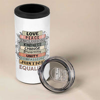 Human Rights Bookish 4 in 1 Can Cooler Tumbler Kindness Peace Equality Flower For Women