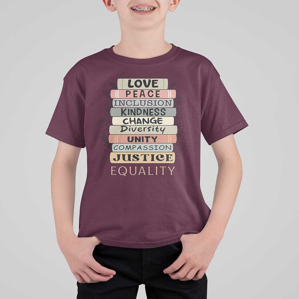 Human Rights Bookish T Shirt For Kid Kindness Peace Equality Flower For Women - Wonder Print Shop