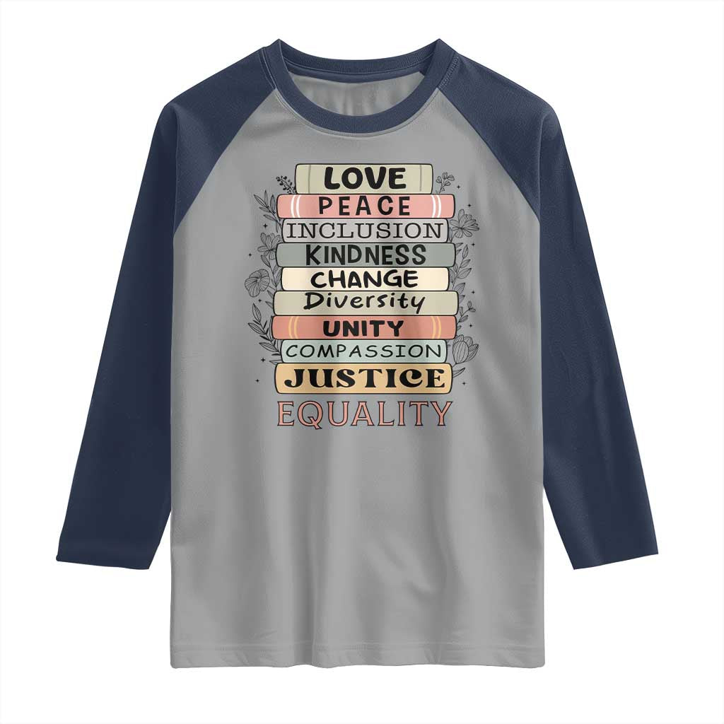 Human Rights Bookish Raglan Shirt Kindness Peace Equality Flower For Women - Wonder Print Shop