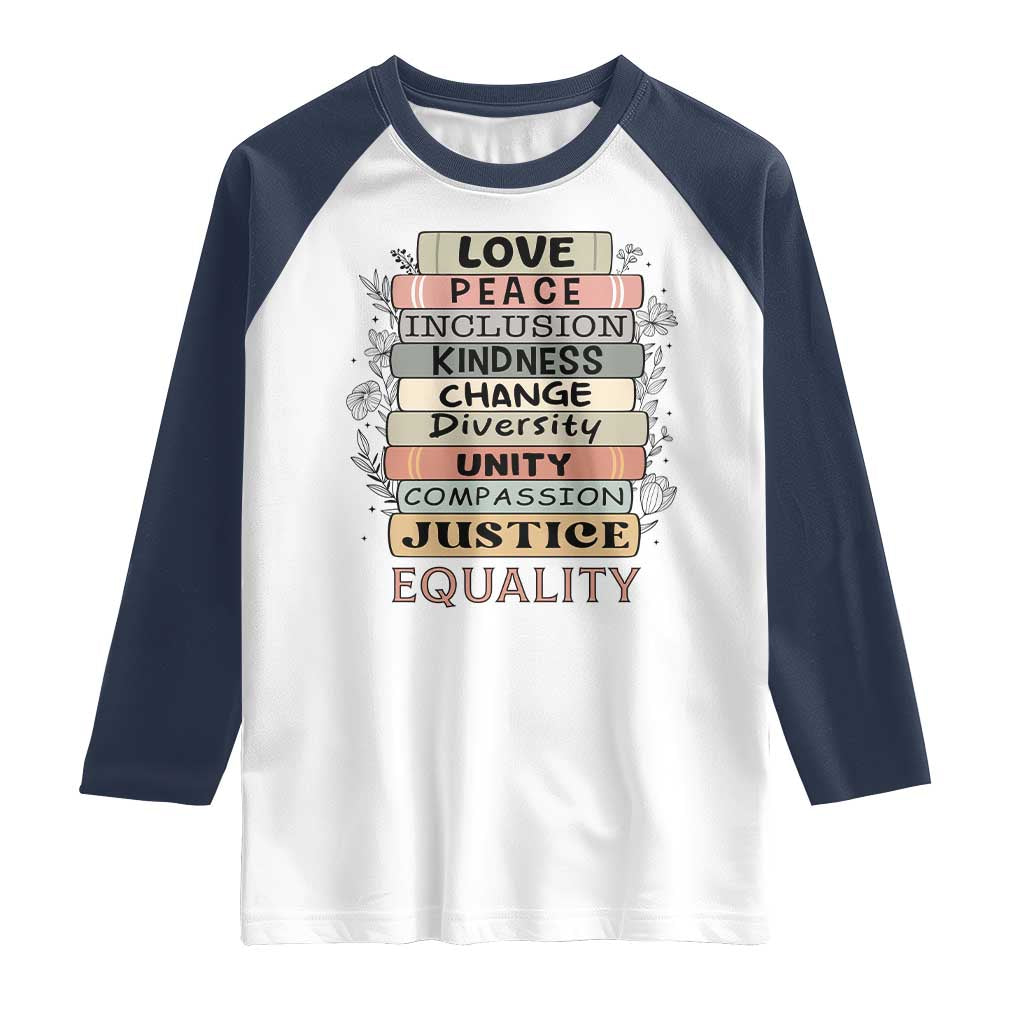 Human Rights Bookish Raglan Shirt Kindness Peace Equality Flower For Women - Wonder Print Shop
