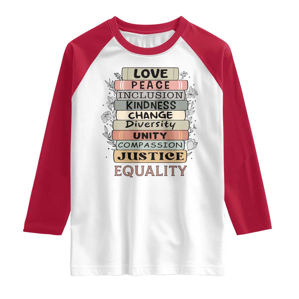 Human Rights Bookish Raglan Shirt Kindness Peace Equality Flower For Women - Wonder Print Shop