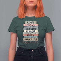 Human Rights Bookish T Shirt For Women Kindness Peace Equality Flower For Women - Wonder Print Shop
