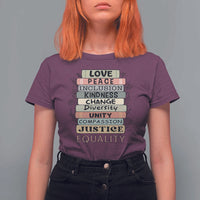 Human Rights Bookish T Shirt For Women Kindness Peace Equality Flower For Women - Wonder Print Shop