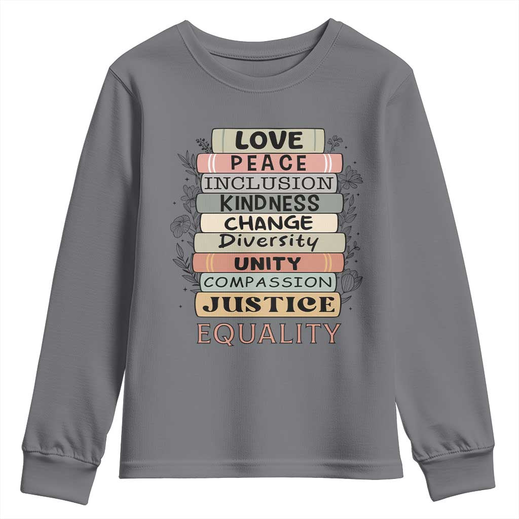 Human Rights Bookish Youth Sweatshirt Kindness Peace Equality Flower For Women - Wonder Print Shop