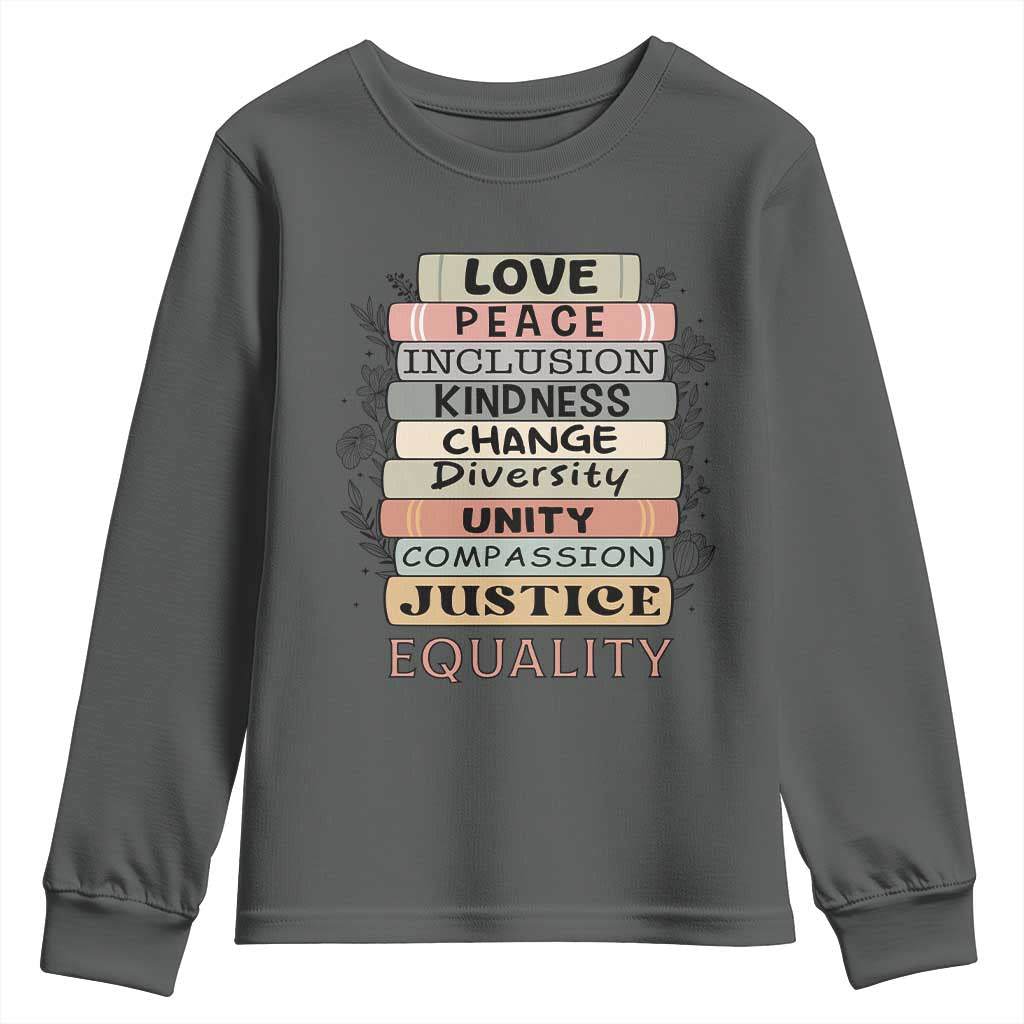 Human Rights Bookish Youth Sweatshirt Kindness Peace Equality Flower For Women - Wonder Print Shop