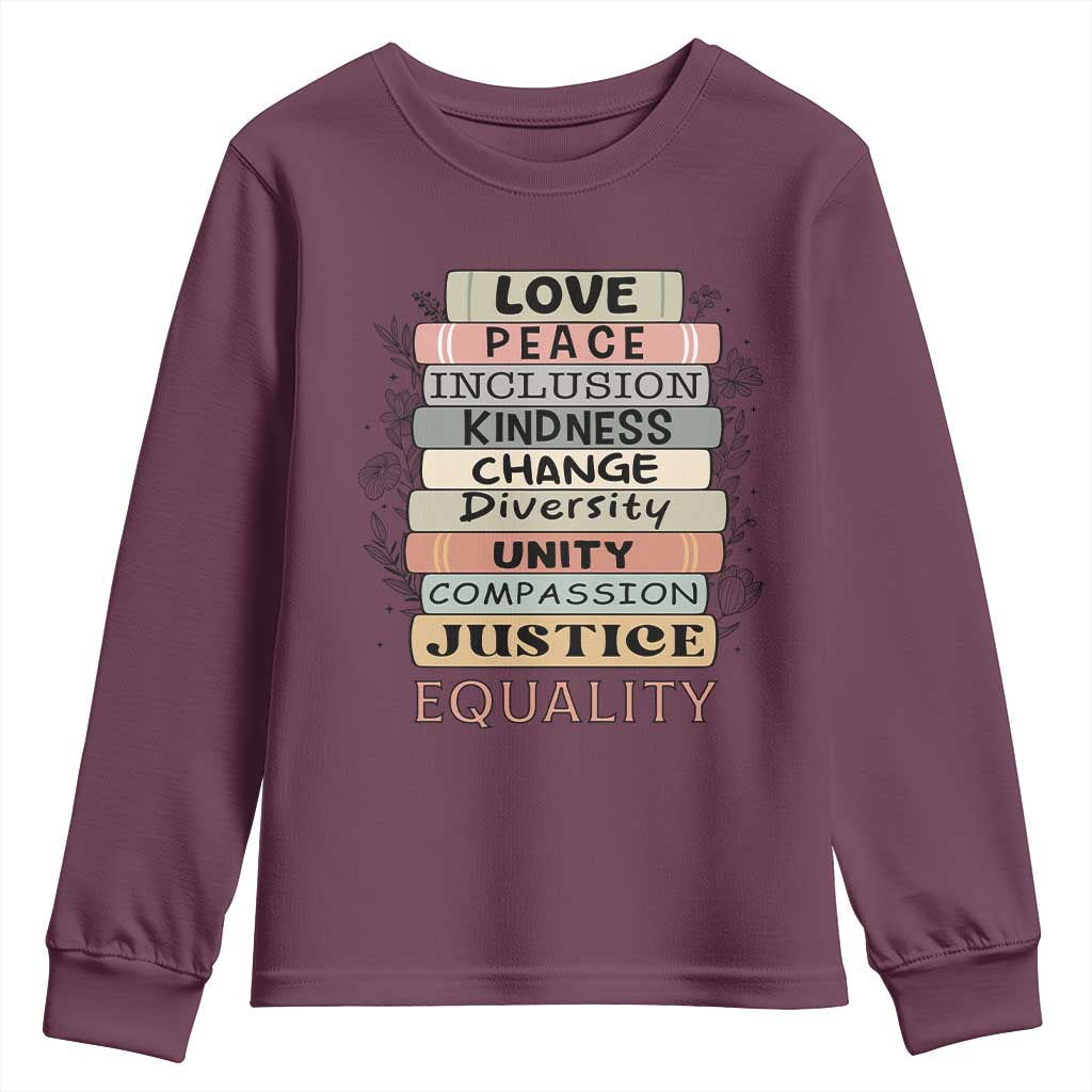 Human Rights Bookish Youth Sweatshirt Kindness Peace Equality Flower For Women - Wonder Print Shop