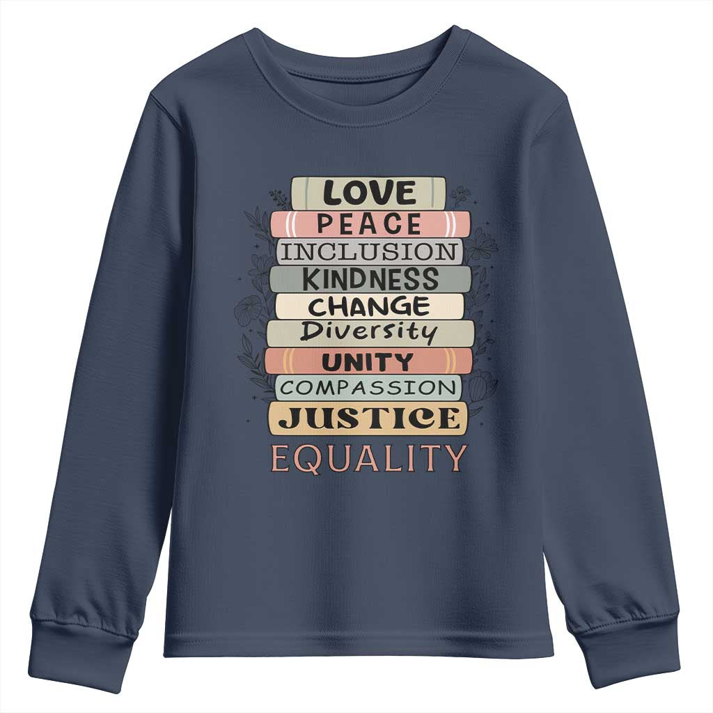 Human Rights Bookish Youth Sweatshirt Kindness Peace Equality Flower For Women - Wonder Print Shop
