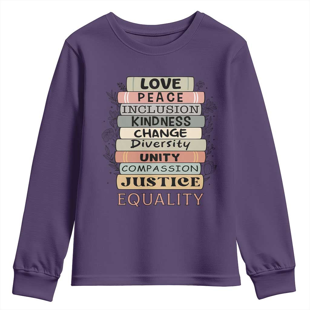 Human Rights Bookish Youth Sweatshirt Kindness Peace Equality Flower For Women - Wonder Print Shop