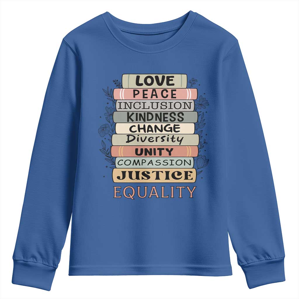 Human Rights Bookish Youth Sweatshirt Kindness Peace Equality Flower For Women - Wonder Print Shop