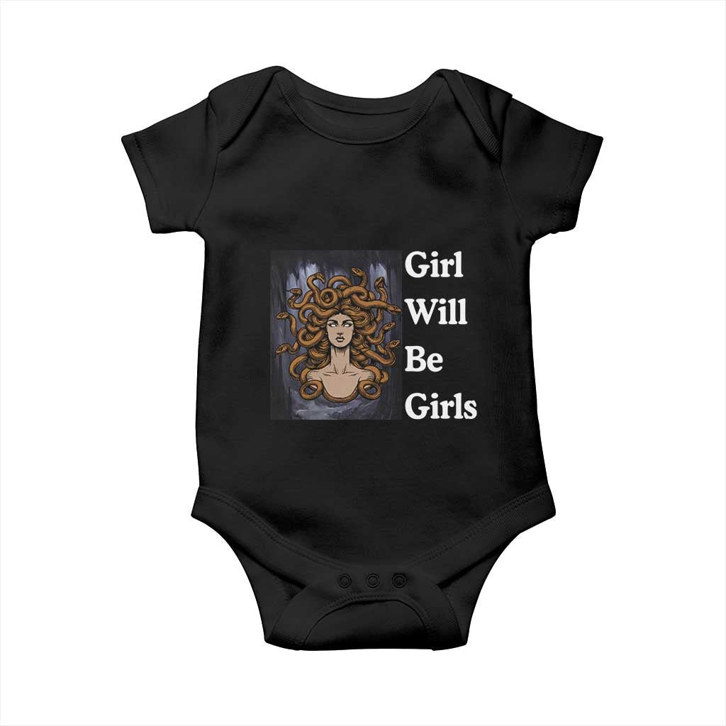Girl Will Be Girls Baby Onesie Medusa Mythology Feminist Women - Wonder Print Shop