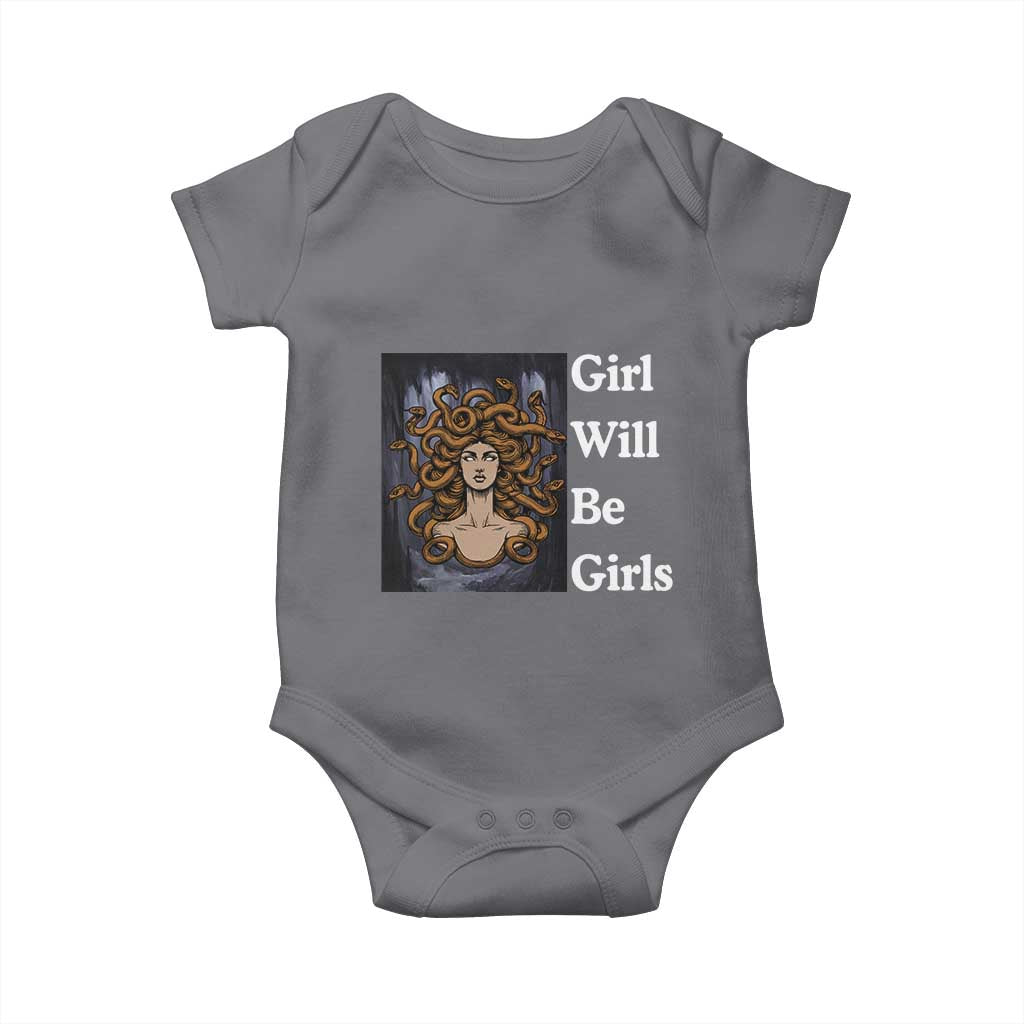 Girl Will Be Girls Baby Onesie Medusa Mythology Feminist Women - Wonder Print Shop