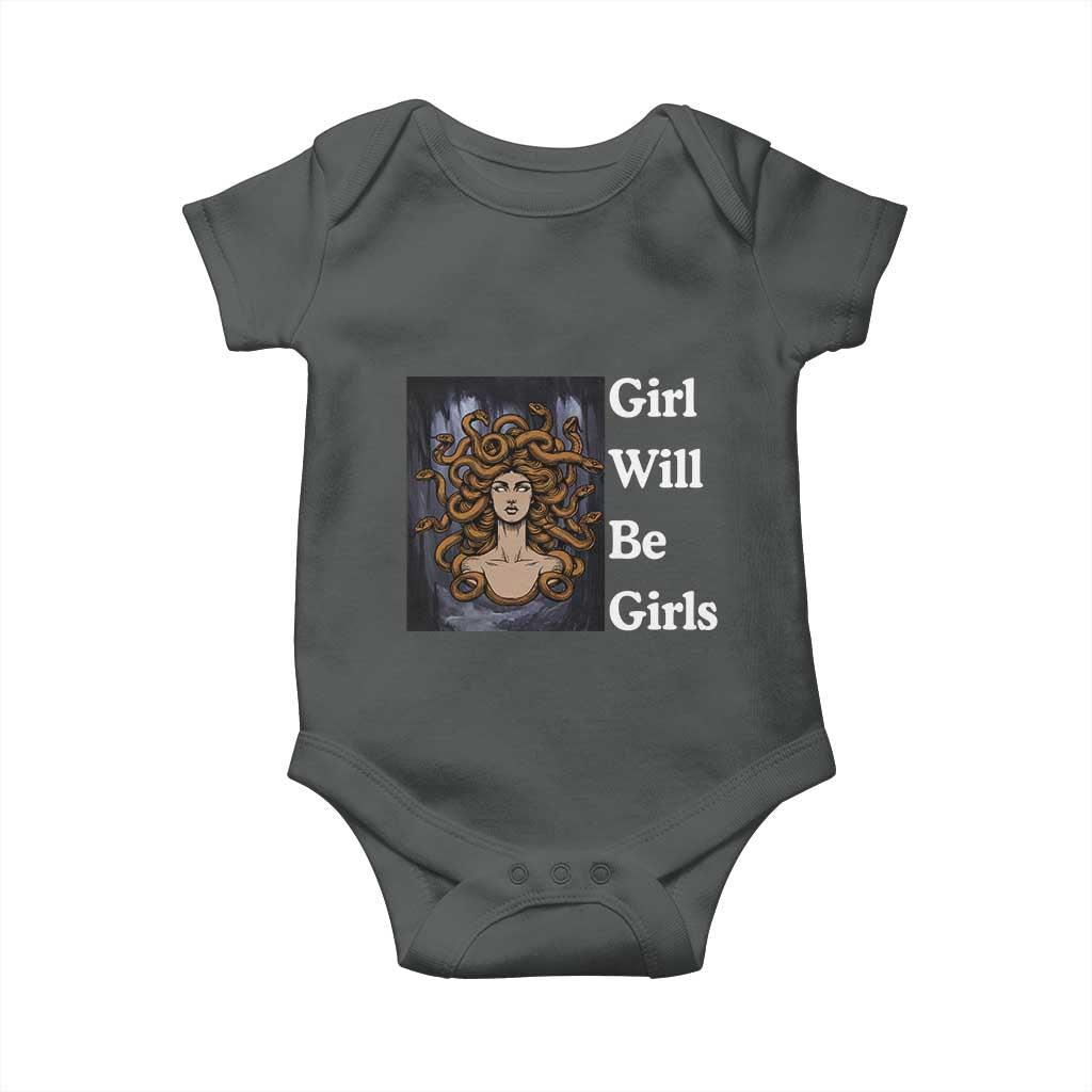 Girl Will Be Girls Baby Onesie Medusa Mythology Feminist Women - Wonder Print Shop