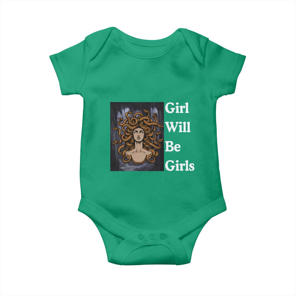 Girl Will Be Girls Baby Onesie Medusa Mythology Feminist Women - Wonder Print Shop