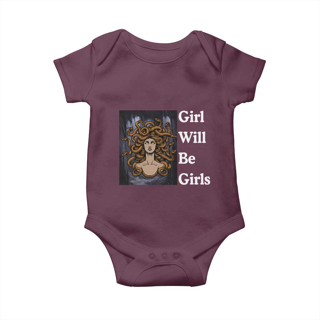 Girl Will Be Girls Baby Onesie Medusa Mythology Feminist Women - Wonder Print Shop