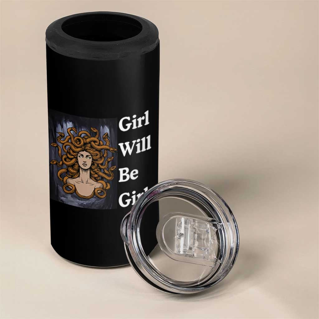 Girl Will Be Girls 4 in 1 Can Cooler Tumbler Medusa Mythology Feminist Women