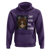 Girl Will Be Girls Hoodie Medusa Mythology Feminist Women - Wonder Print Shop