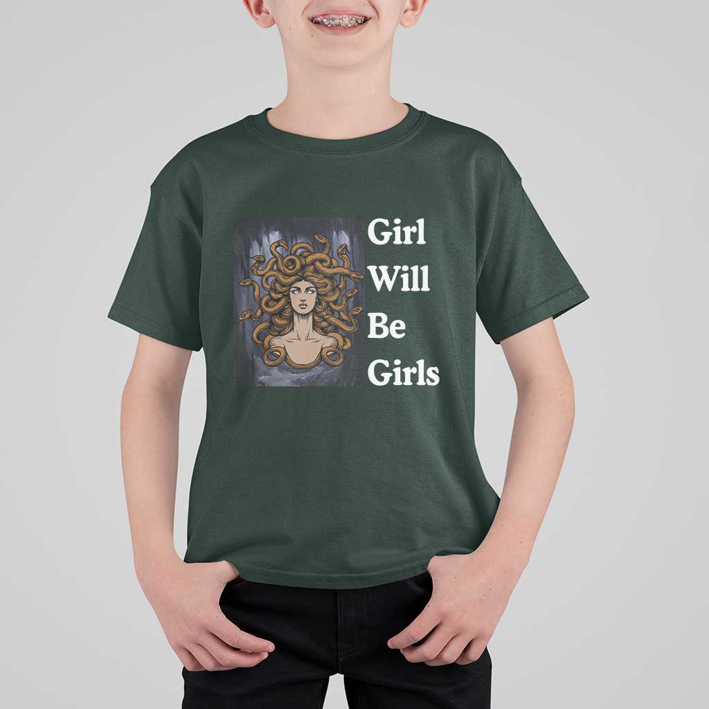 Girl Will Be Girls T Shirt For Kid Medusa Mythology Feminist Women - Wonder Print Shop