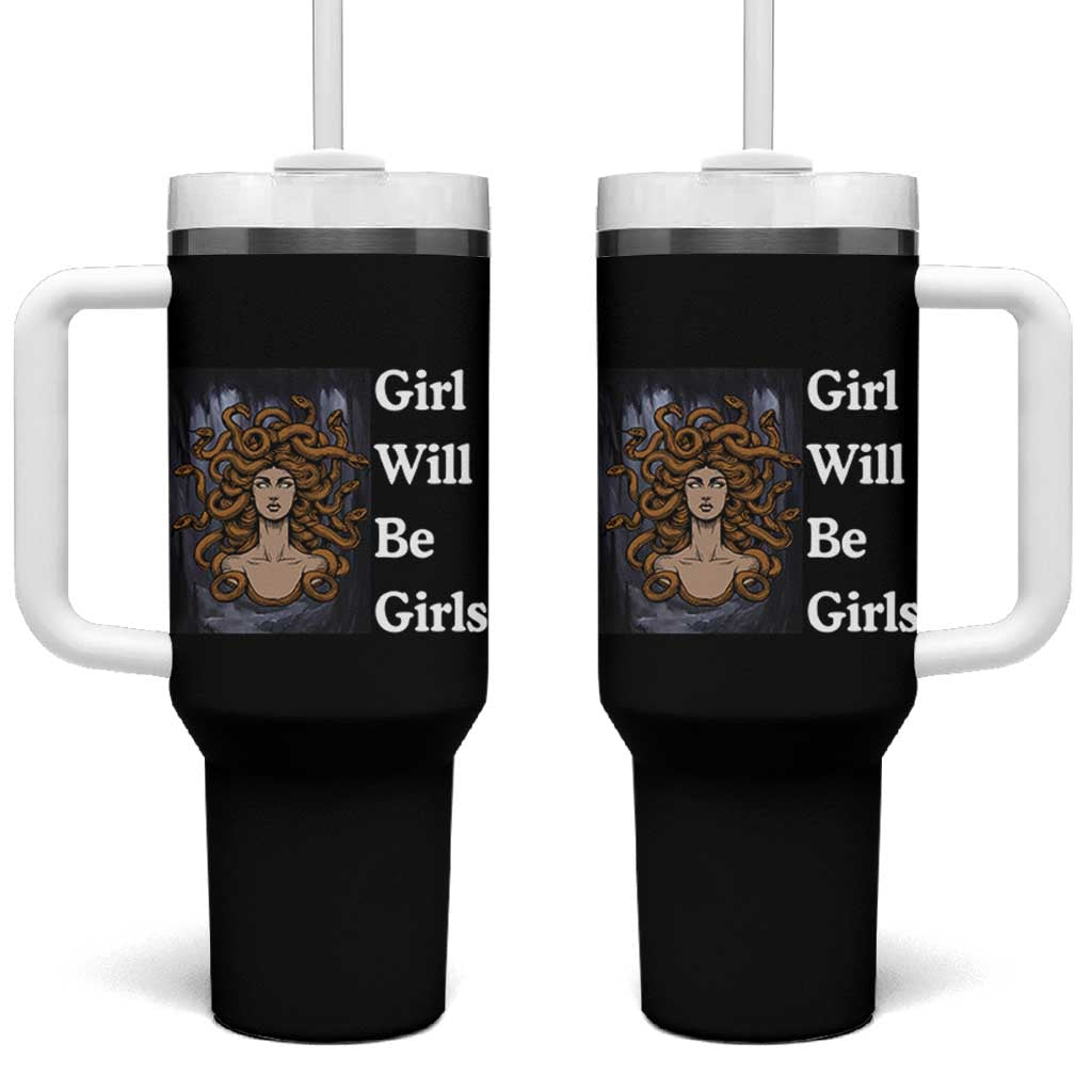 Girl Will Be Girls Tumbler With Handle Medusa Mythology Feminist Women