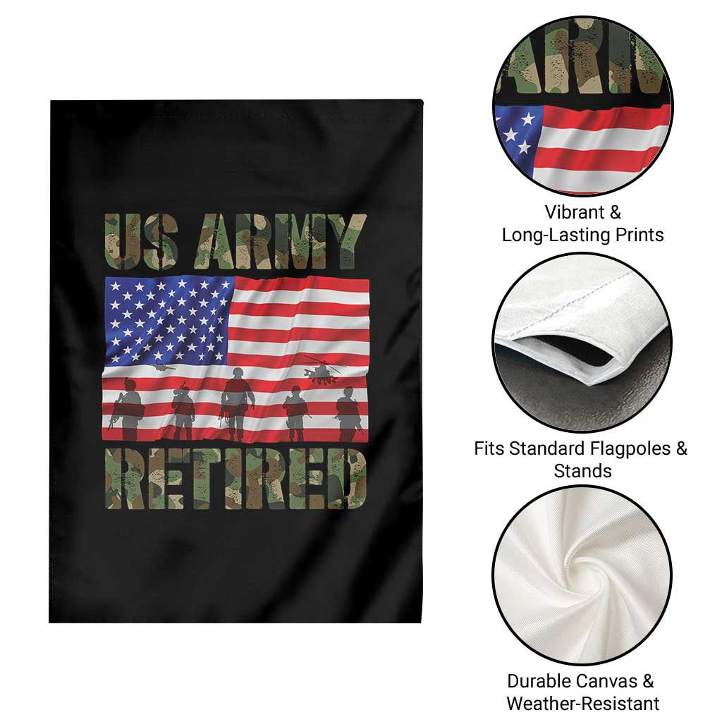 Retired Veteran Garden Flag American Flag US Army Patriotic USA Pride - Wonder Print Shop