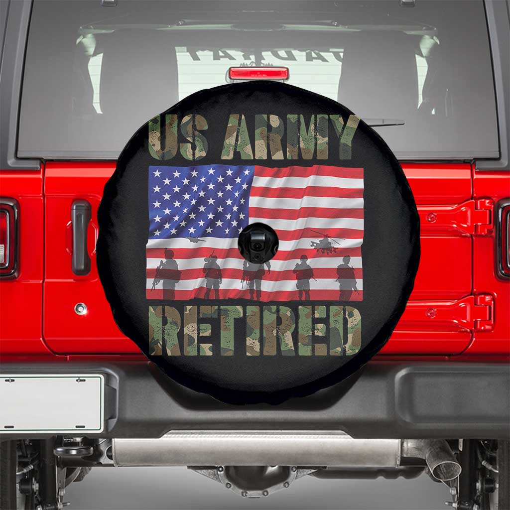 Retired Veteran Spare Tire Cover American Flag US Army Patriotic USA Pride - Wonder Print Shop