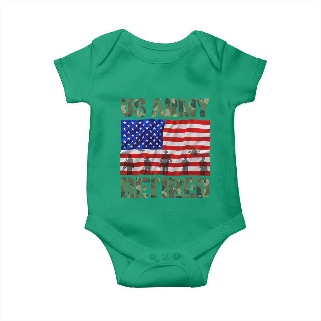 Retired Veteran Baby Onesie American Flag US Army Patriotic USA Pride - Wonder Print Shop