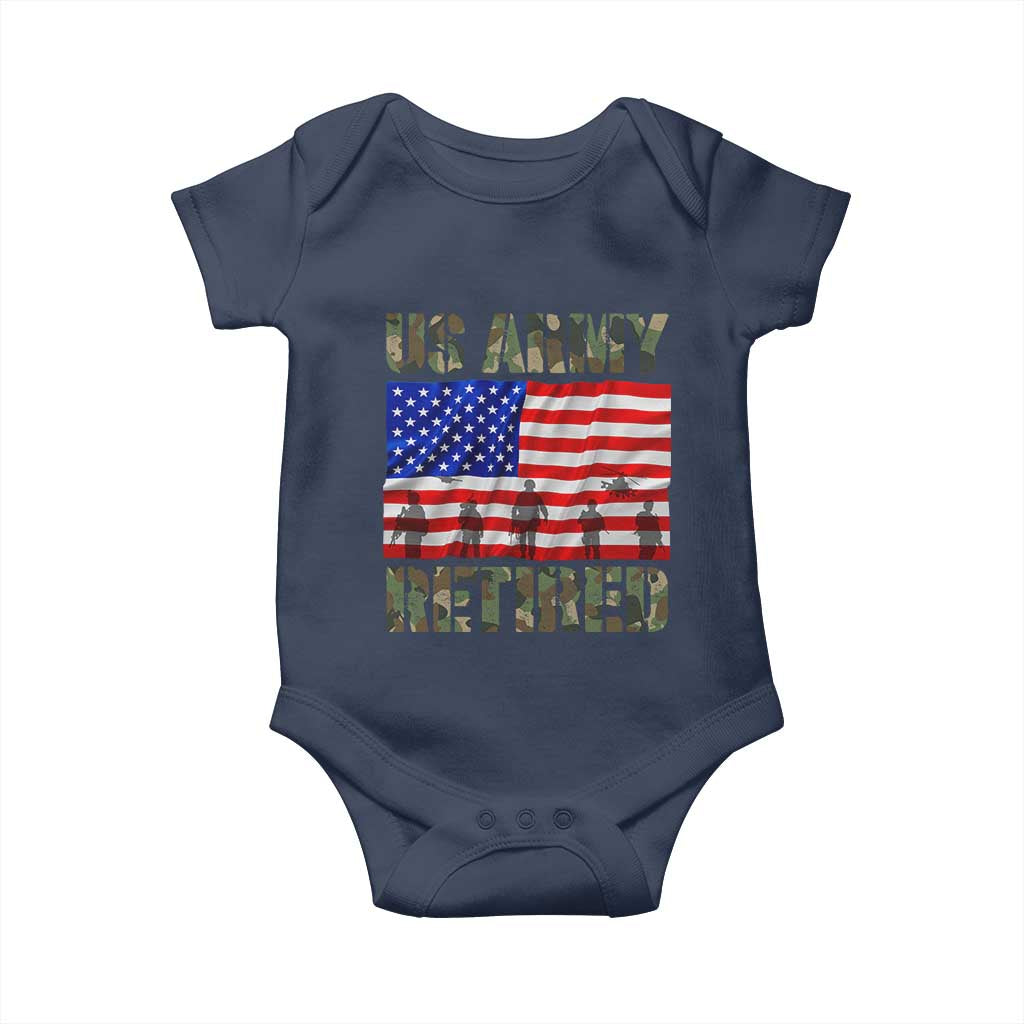 Retired Veteran Baby Onesie American Flag US Army Patriotic USA Pride - Wonder Print Shop